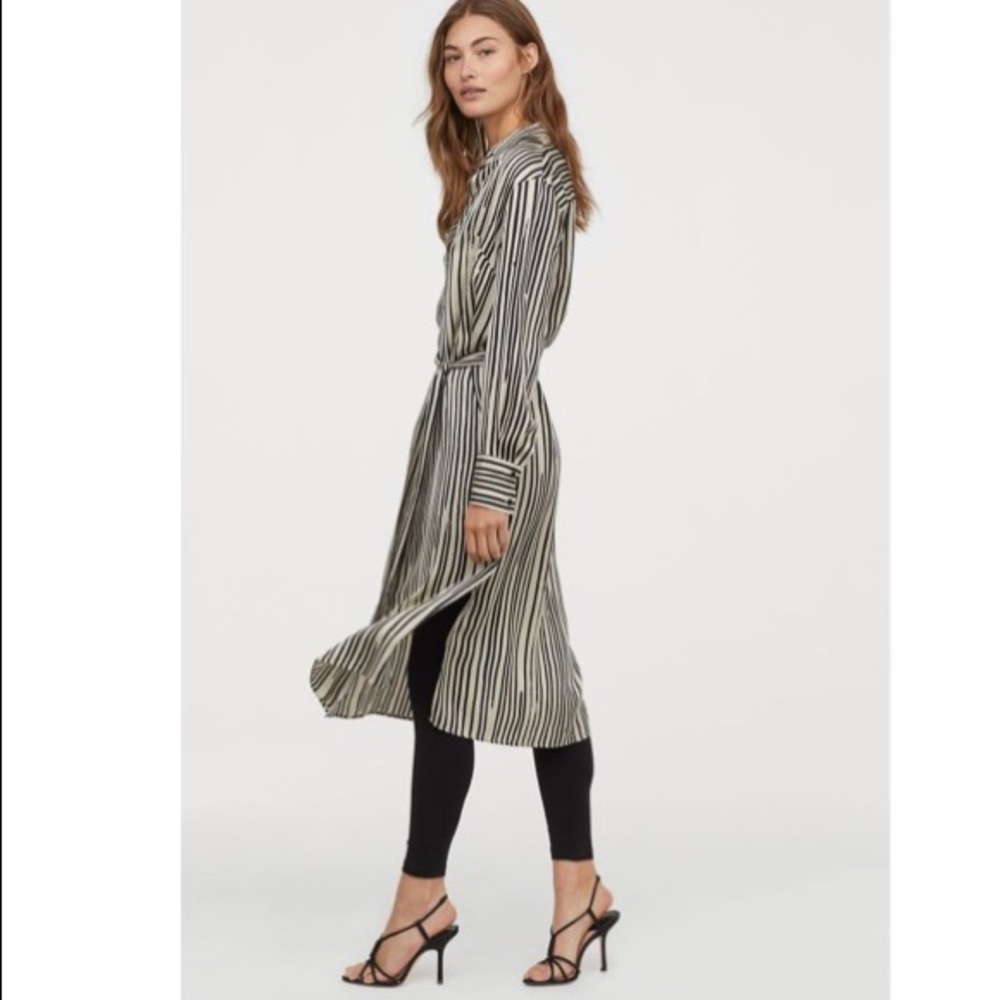 H&M Long Sleeve, Calf length Stripe Shirt Dress (Sz 2 - 4)